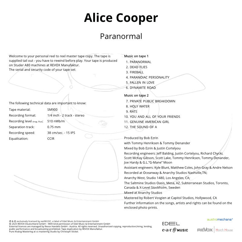 Alice Cooper Paranormal Credits