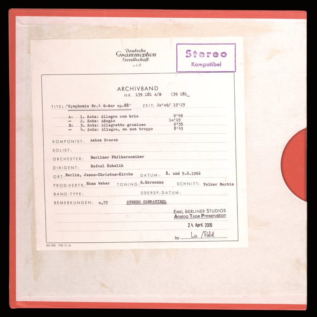 Antonin Dvorak Symphony No 8 Original Master Tape