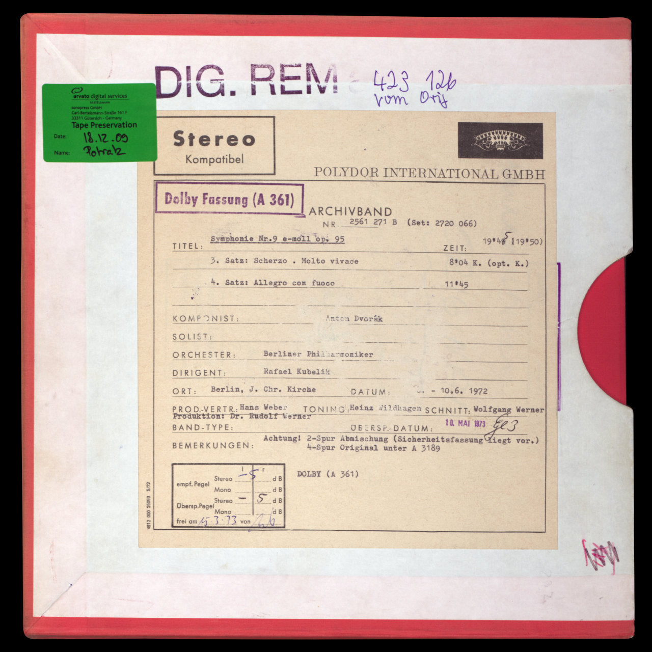 Antonin Dvorak Symphony No 9 From The New World Original Master Tape 2