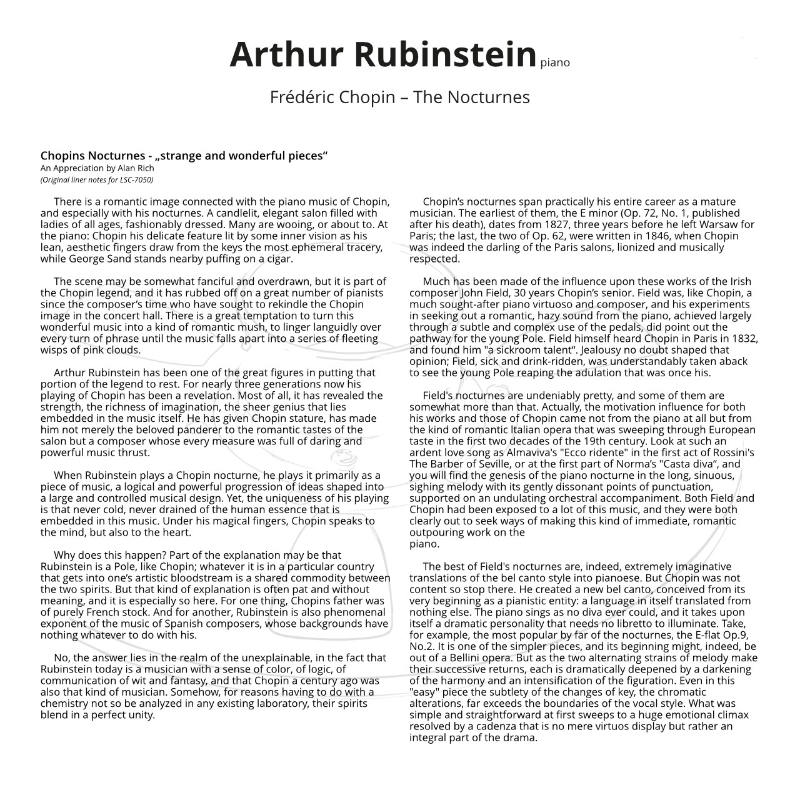 Arthur Rubinstein Chopin The Nocturnes Inlay 1