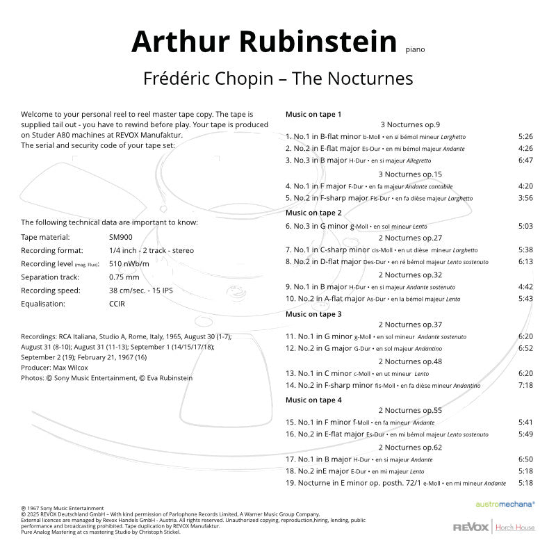 Arthur Rubinstein Chopin The Nocturnes Credits