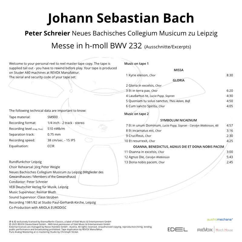 Johann Sebastian Bach Messe in H-Moll Credits