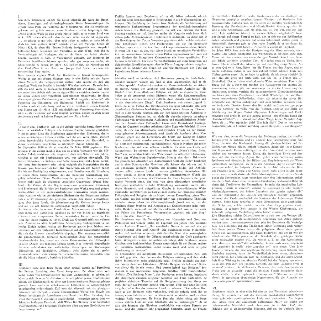 Ludwig van Beethoven Missa Solemnis Inlay 1