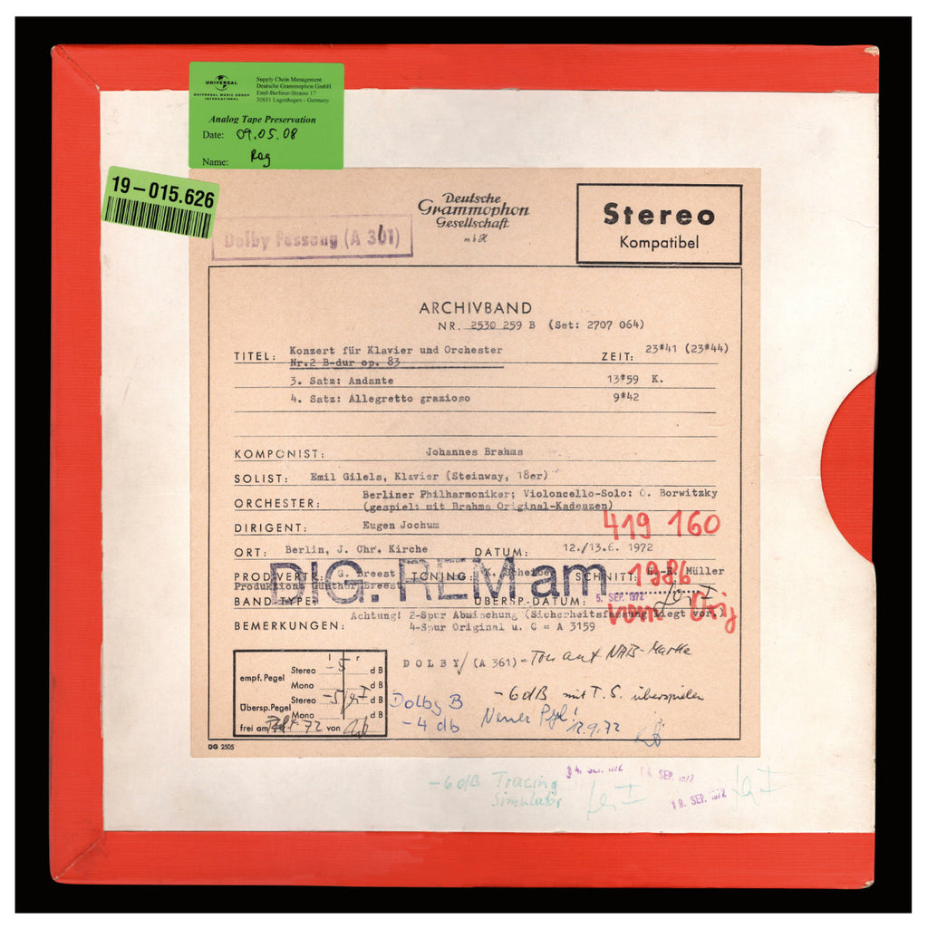 Johannes Brahms Concerto For Piano and Orchestra No 2 Original Master Tape 2