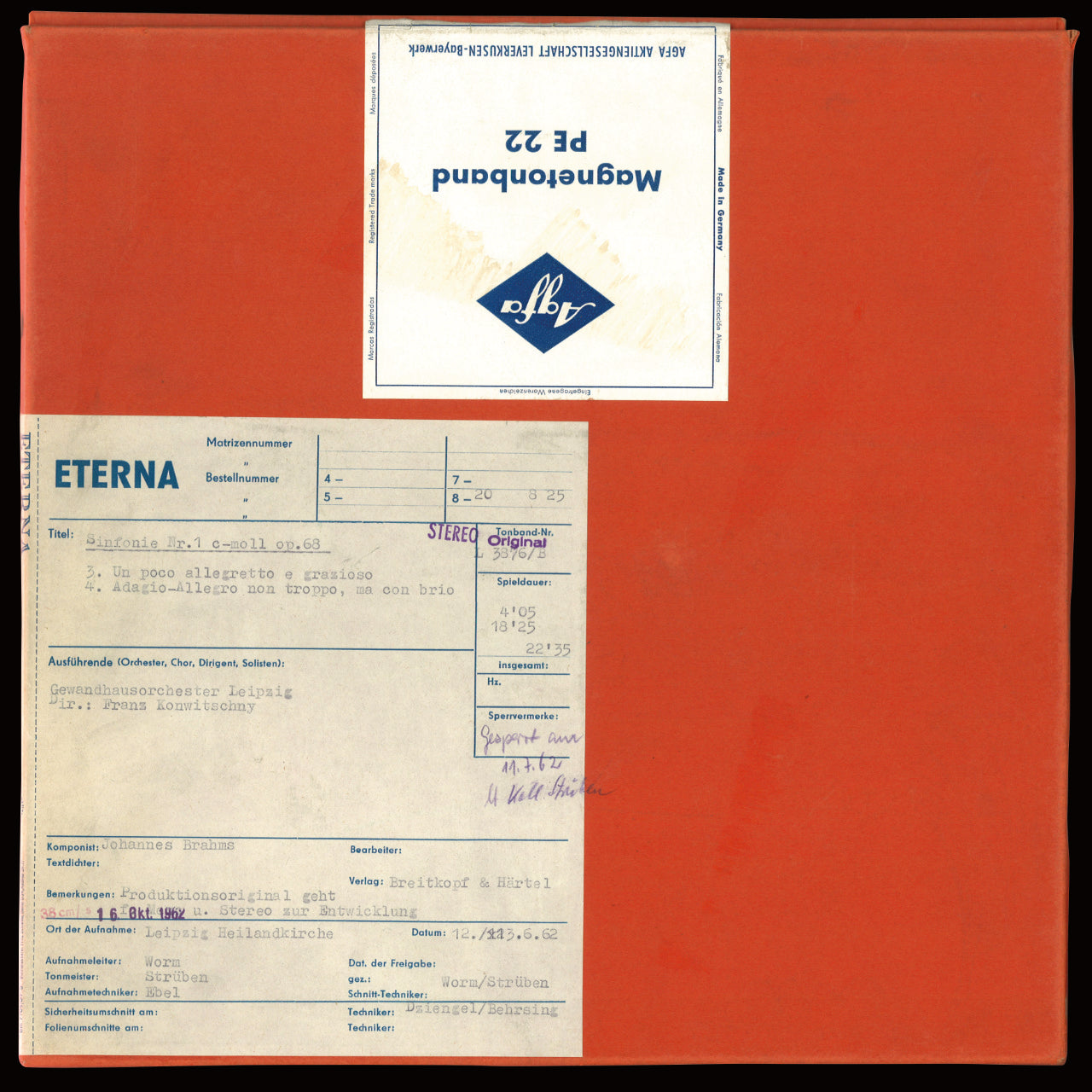 Johannes Brahms Symphony No 1 Original Master Tape 2