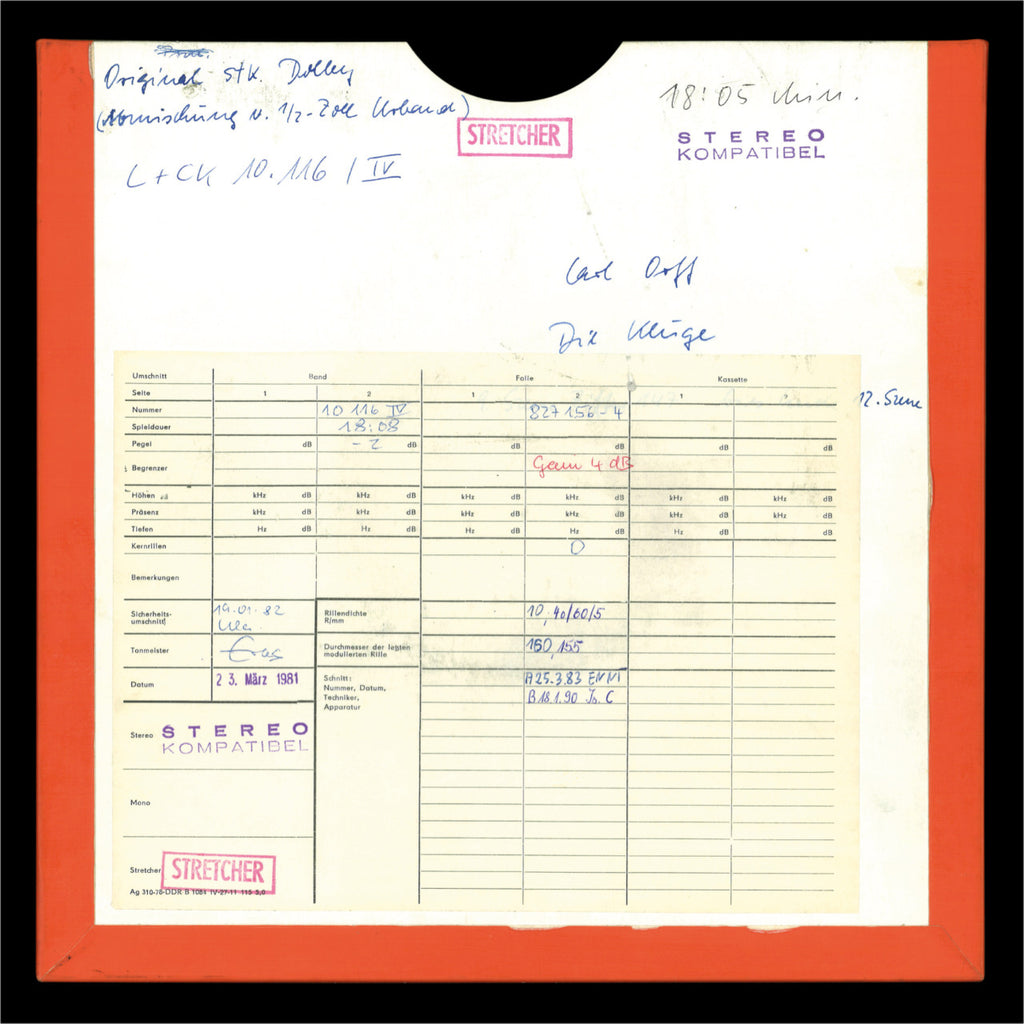 Carl Orff Die Kluge Original Master Tape 8