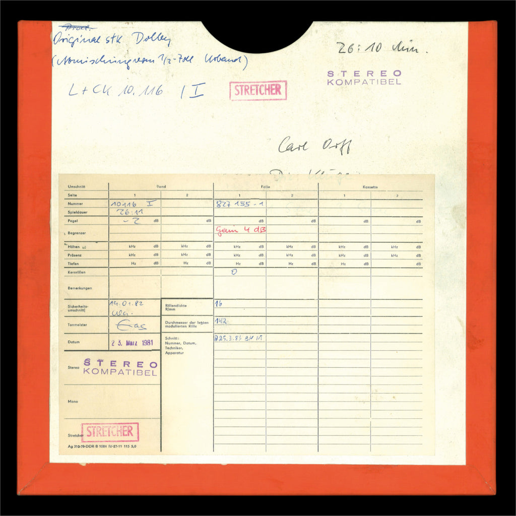 Carl Orff Die Kluge Original Master Tape 2