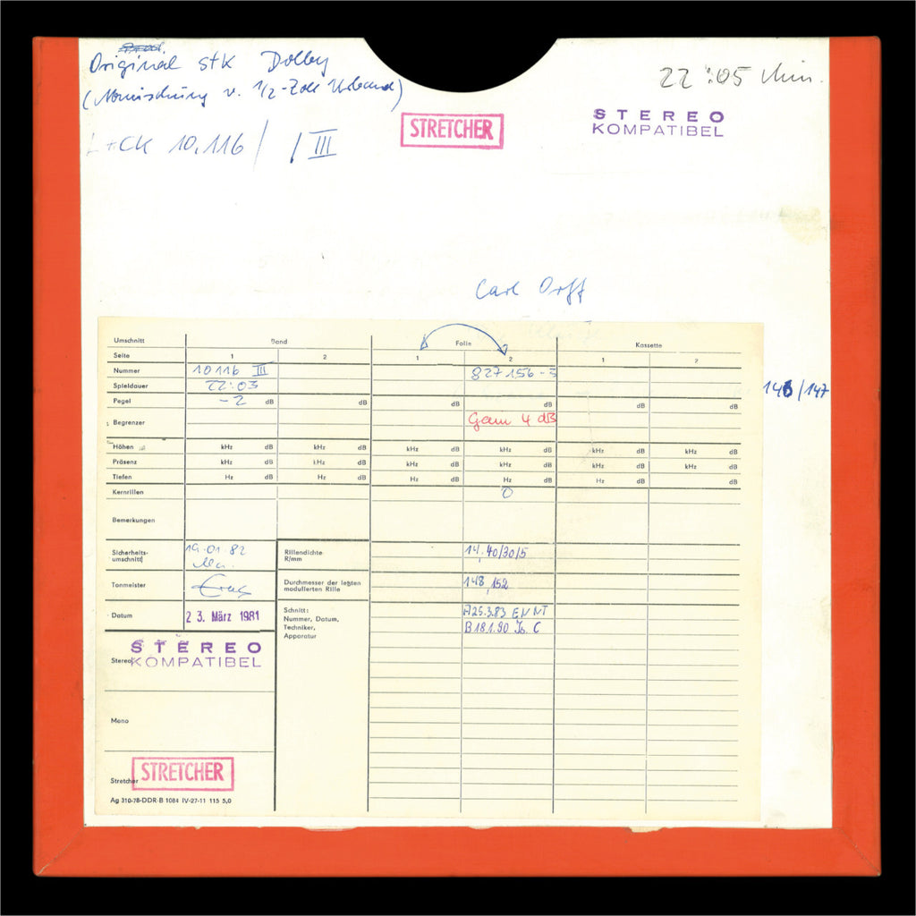 Carl Orff Die Kluge Original Master Tape 6