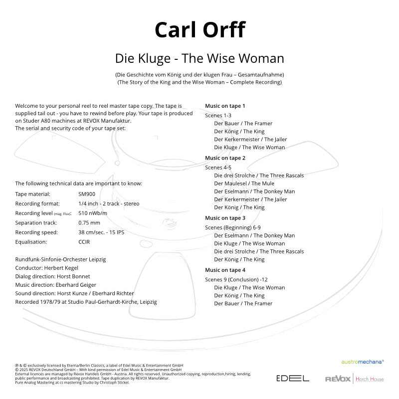 Carl Orff Die Kluge Credits