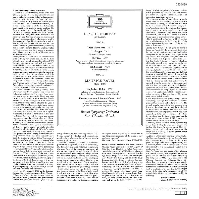 Claudio Abbado Debussy and Ravel Cover Backside