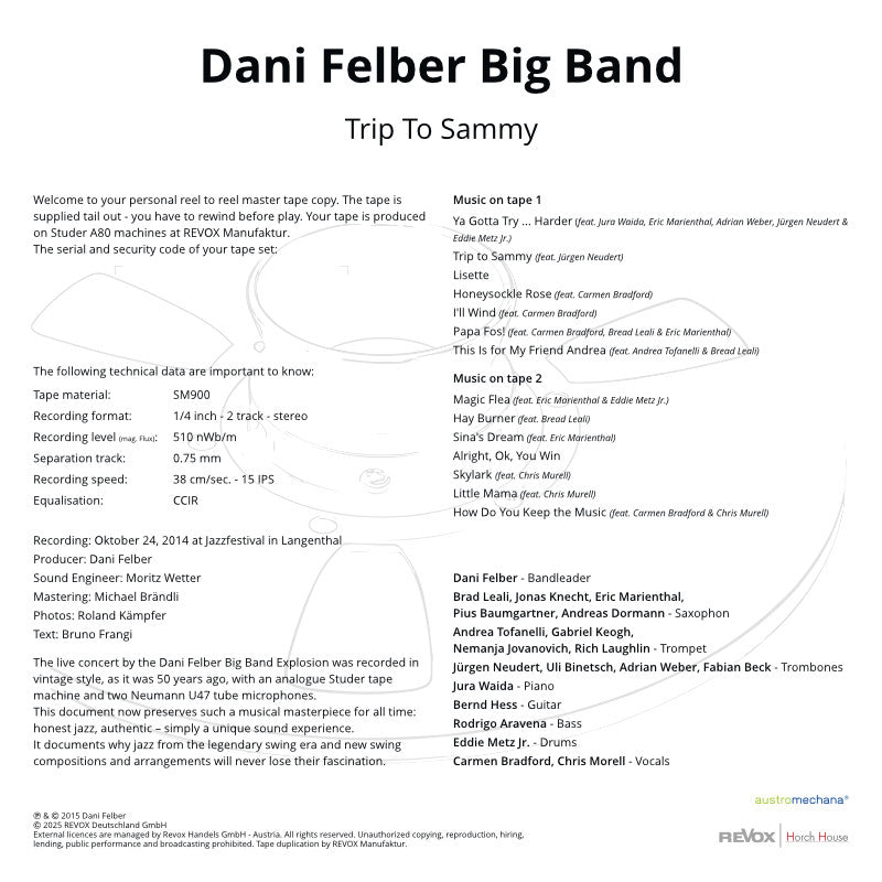 Dani Felber Big Band Trip To Sammy Credits