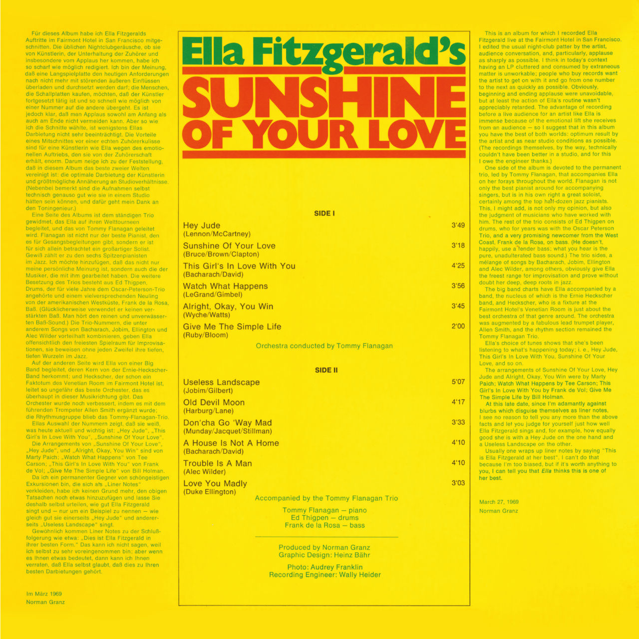Ella Fitzgerald Sunshine Of Your Love Cover Backside