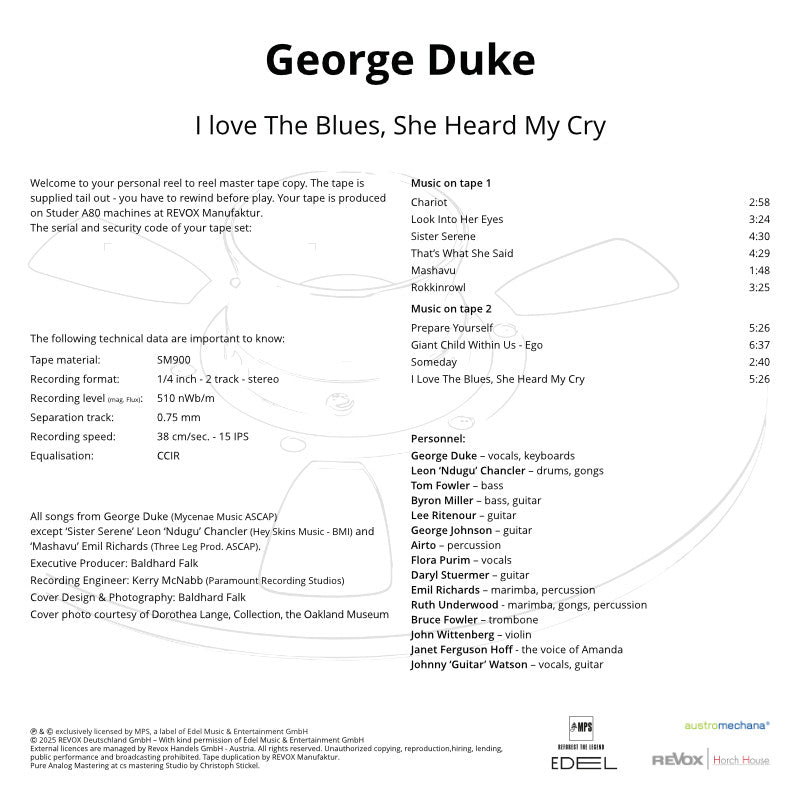 George Duke I Love The Blues, She Heard My Cry Credits
