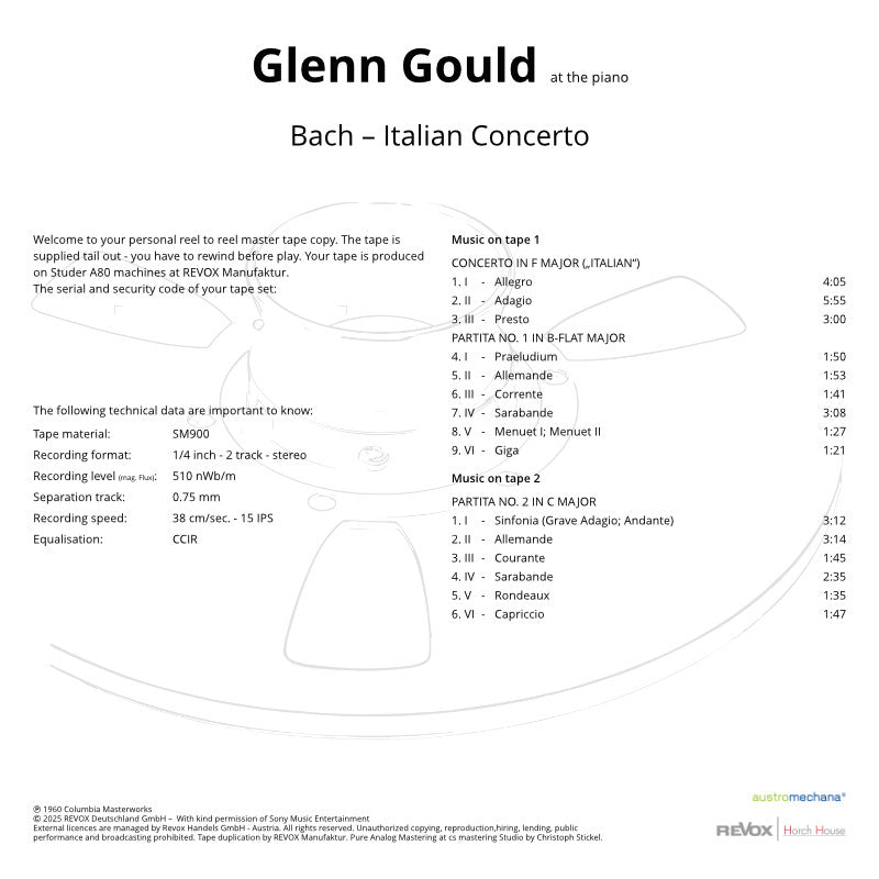Glenn Gould Bach Italian Concerto Credits