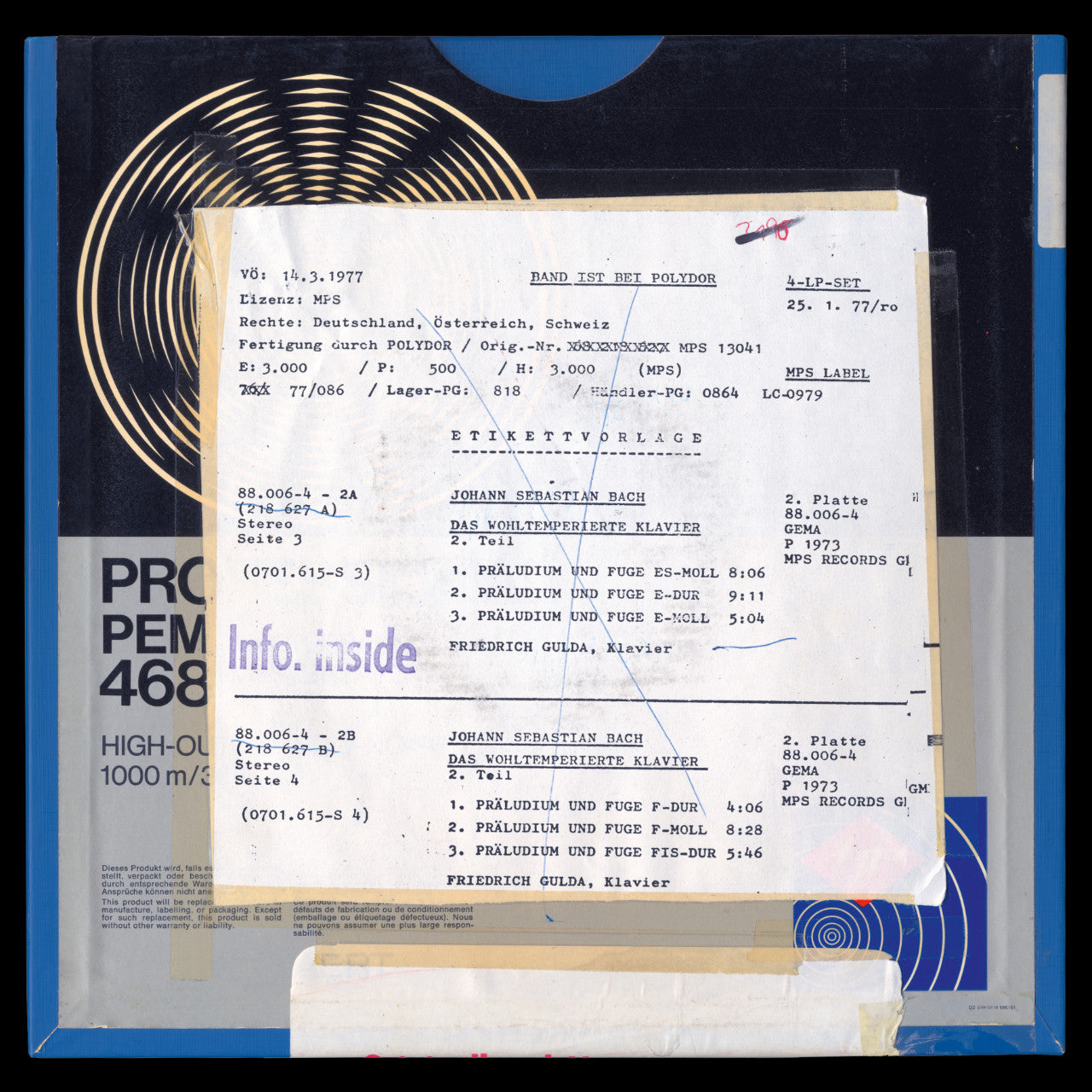 Friedrich Gulda Bach The Well-Tempered Clavier Original Master Tape 6