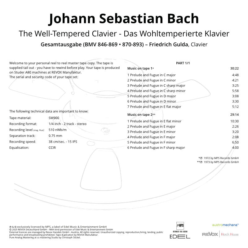 Friedrich Gulda Bach The Well-Tempered Clavier Credits Part 1/1