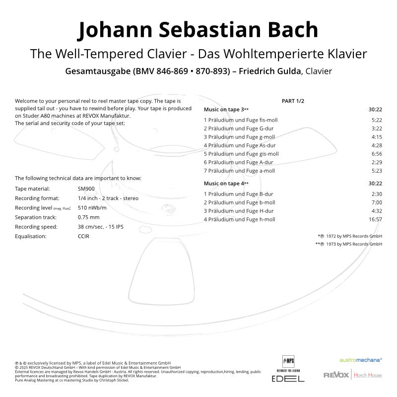 Friedrich Gulda Bach The Well-Tempered Clavier Credits Part 1/2