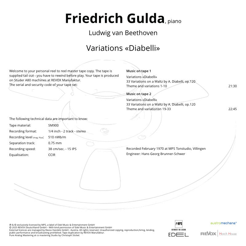 Friedrich Gulda Beethoven Diabelli Variations Credits