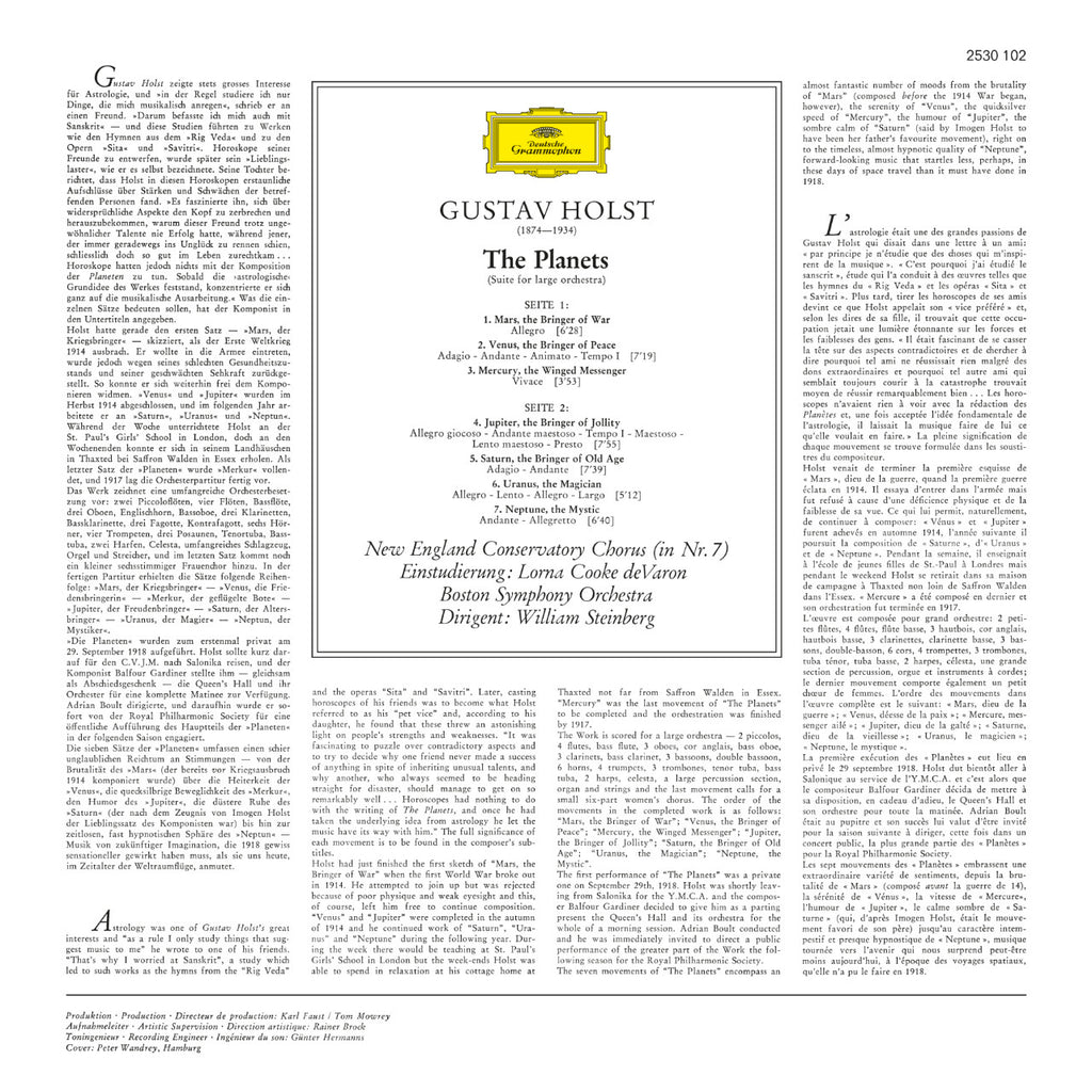 Gustav Holst The Planets Cover Backside