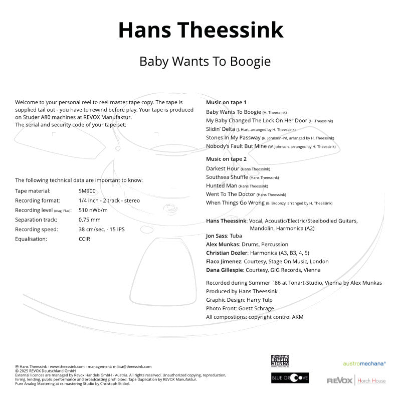 Hans Theessink Baby Wants To Boogie Credits