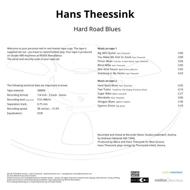 Hans Theessink Hard Road Blues Credits
