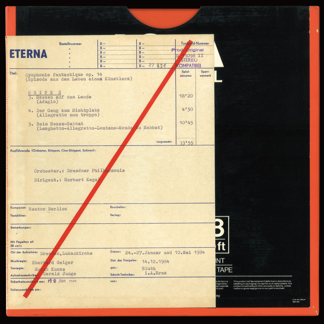 Hector Berlioz Symphonie Fantastique Original Master Tape 2