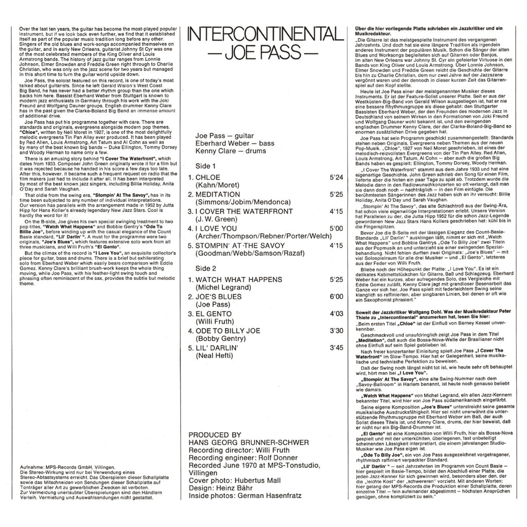 Joe Pass Intercontinental Cover Backside