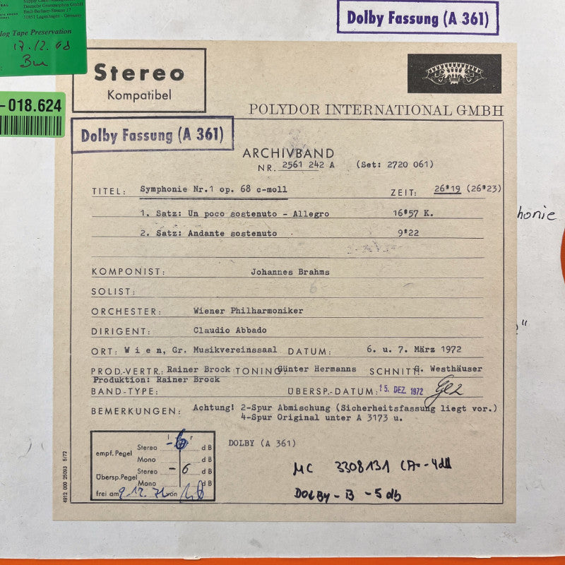 Claudio Abbado & The Vienna Philharmonics -  Brahms Symphony No. 1