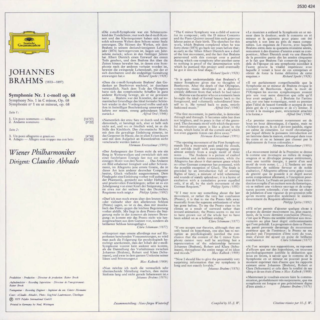 Claudio Abbado & The Vienna Philharmonics -  Brahms Symphony No. 1
