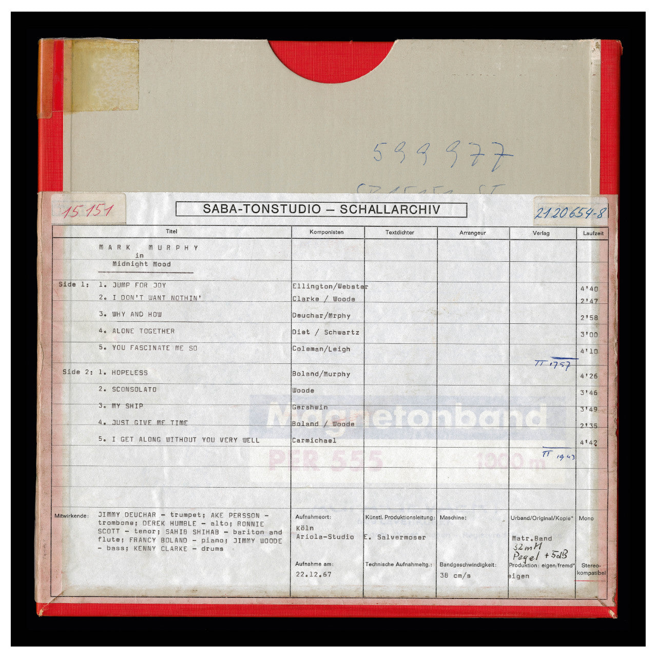 Mark Murphy Midnight Mood Original Master Tape