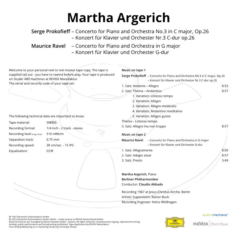 Martha Argerich Piano Concerto Prokofieff Ravel Credits