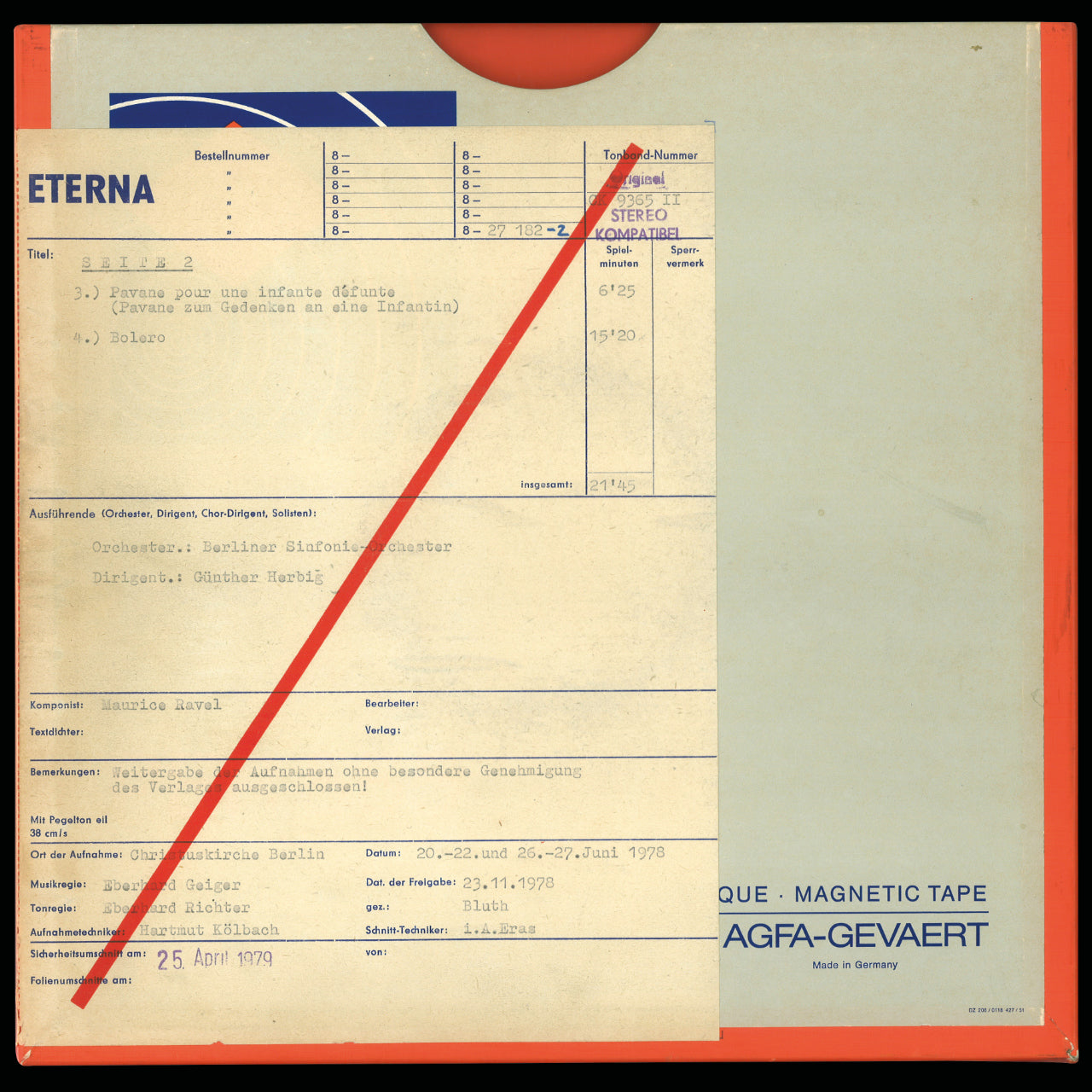 Maurice Ravel Bolero Original Master Tape 2