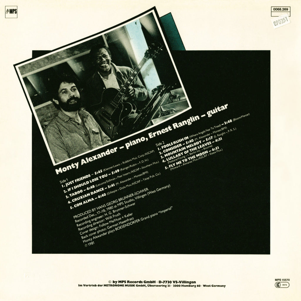 Monty Alexander and Ernest Ranglin Untitled Cover Backside