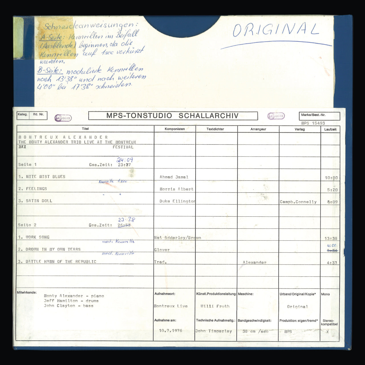 Monty Alexander Live At The Montreux Festival Original Tape