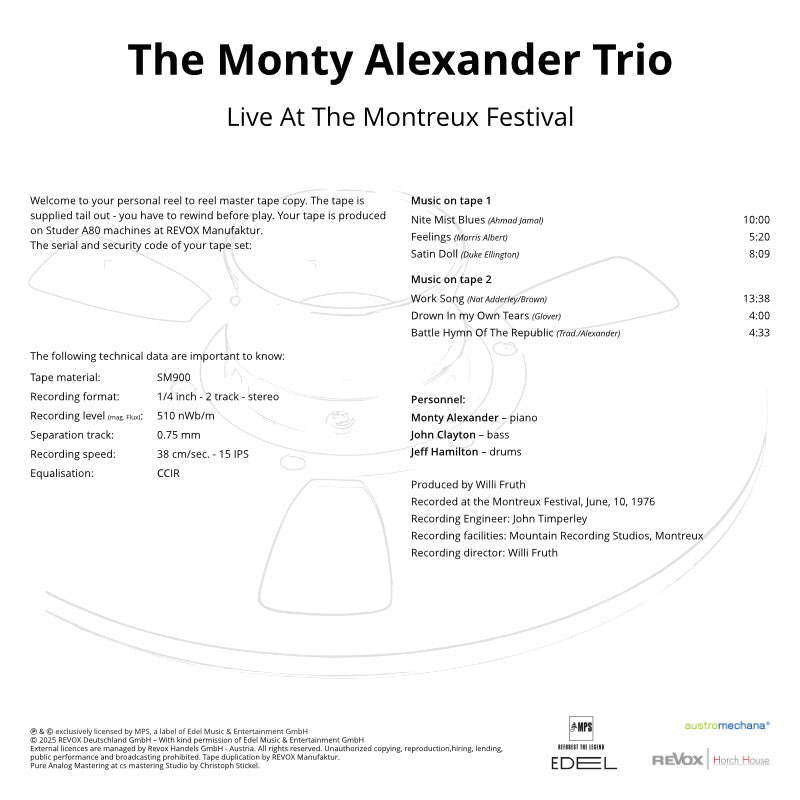 Monty Alexander Live At The Montreux Festival Credits