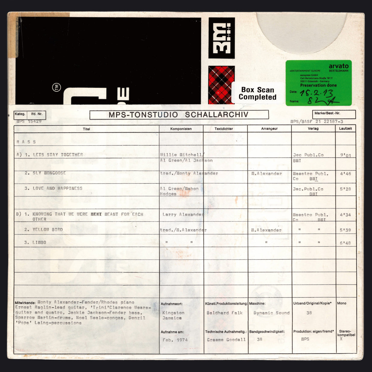 Monty Alexander featuring Ernest Ranglin Rass Original Master Tape 