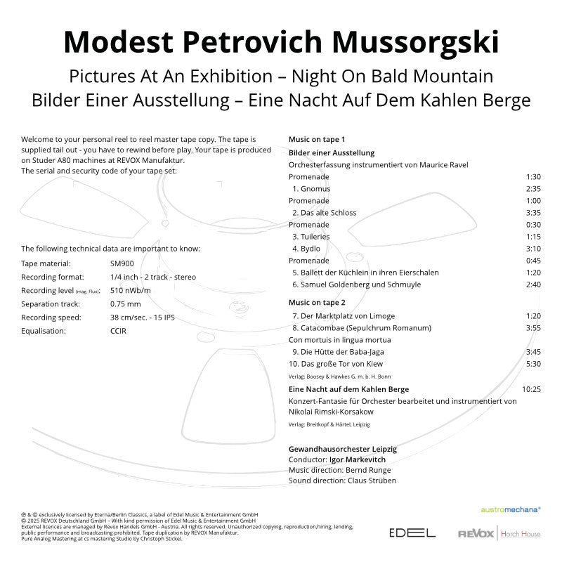 Mussorgski Pictures at an Exhibition and Night on Bald Mountain Credits
