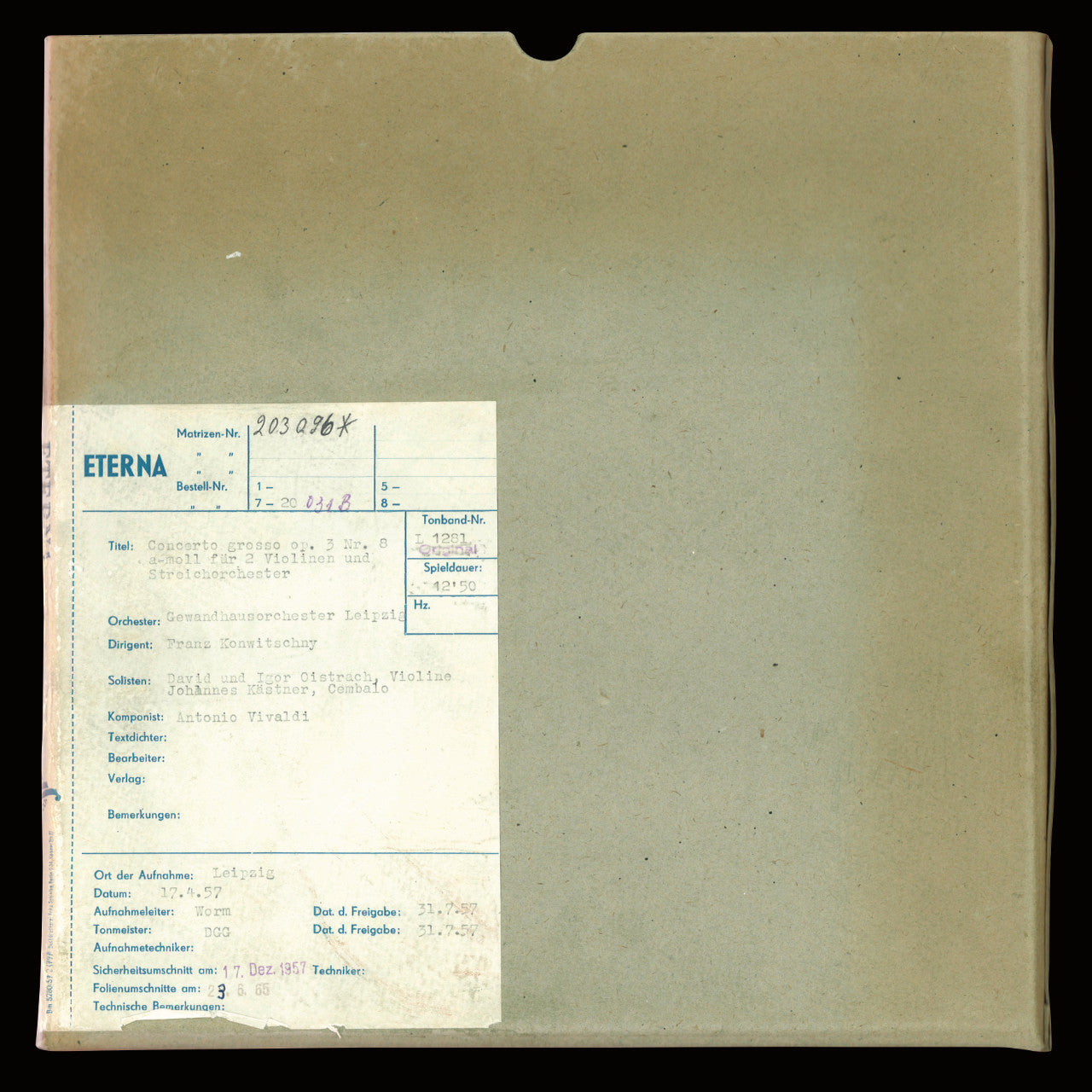 David and Igor Oistrach Bach Vivaldi Original Master Tape 2