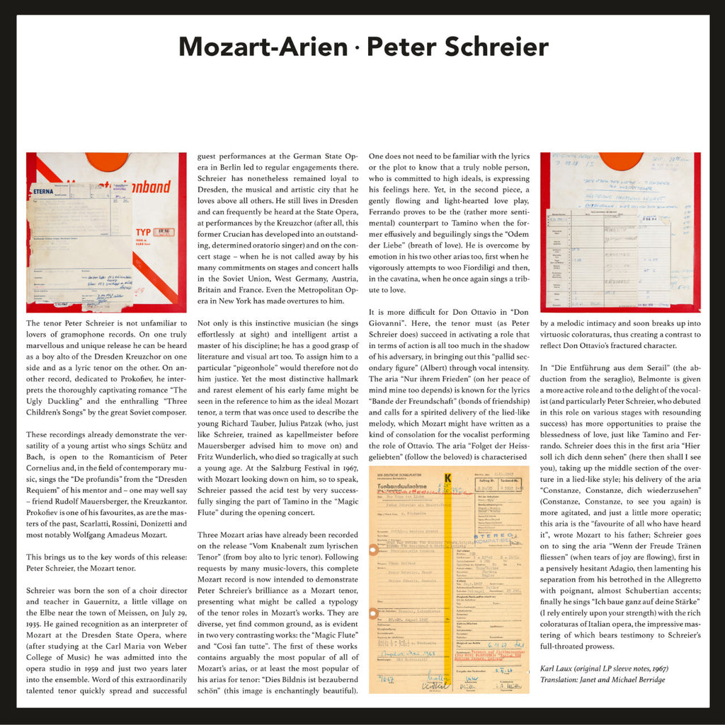 Peter Schreier Mozart Der Odem der Liebe Inlay 1