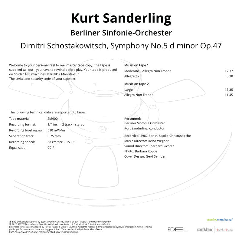Kurt Sanderling Dimitri Schostakowitsch Symphony No 5 Credits