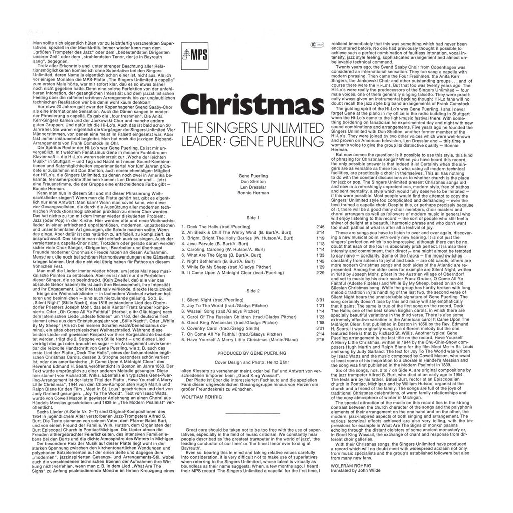 The Singers Unlimited Christmas Cover Backside