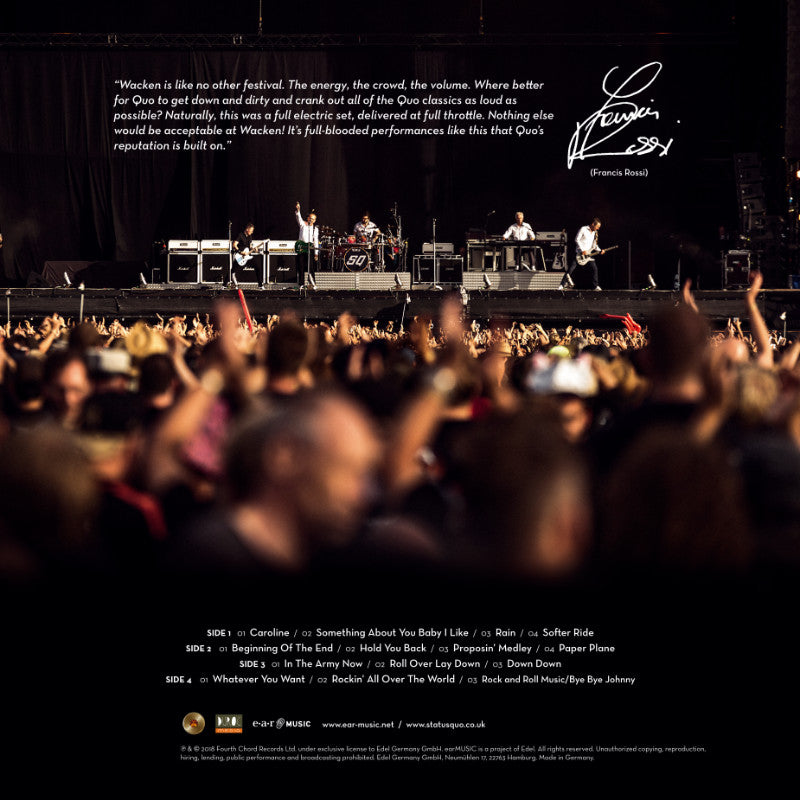 Status Quo Down and Dirty at Wacken Cover Backside