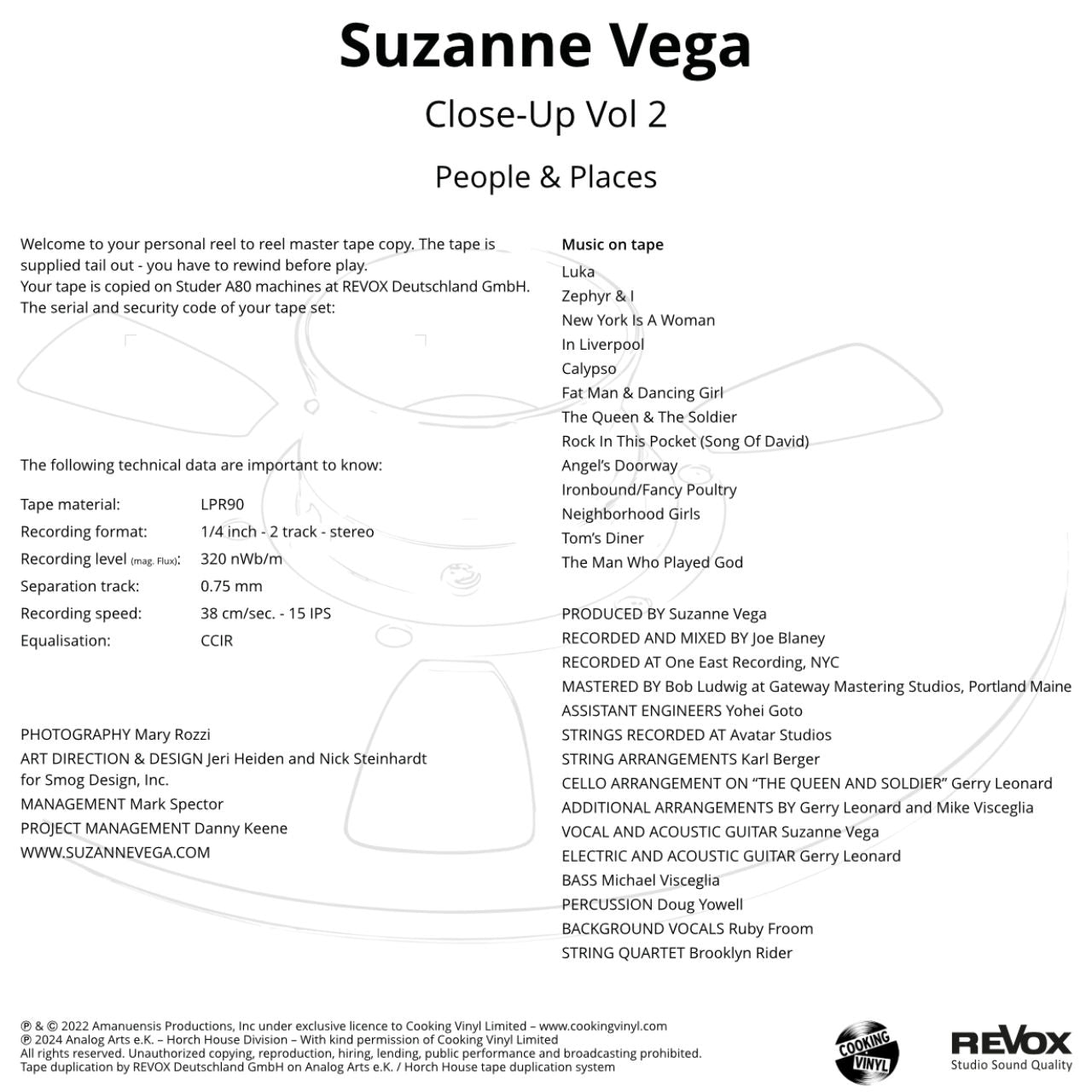 Suzanne Vega - Close Up Vol. 2 People & Places