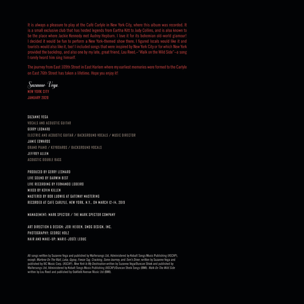 Suzanne Vega An Evening Of New York Songs And Stories Inlay 2