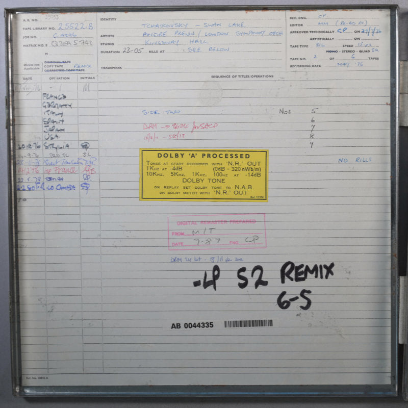 Tchaikovsky Swan Lake Original Master Tape 2