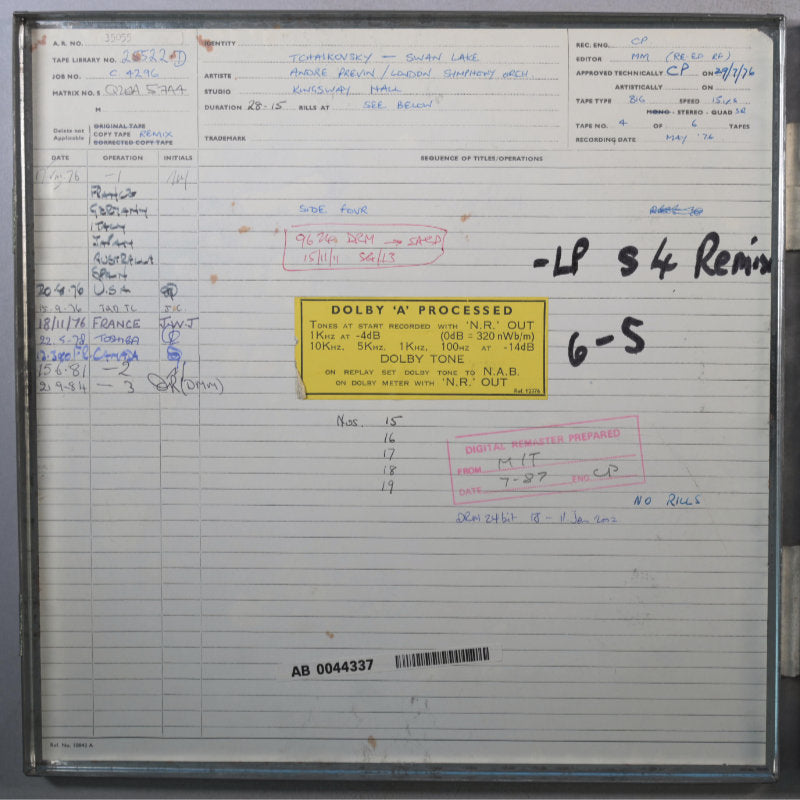 Tchaikovsky Swan Lake Original Master Tape 4