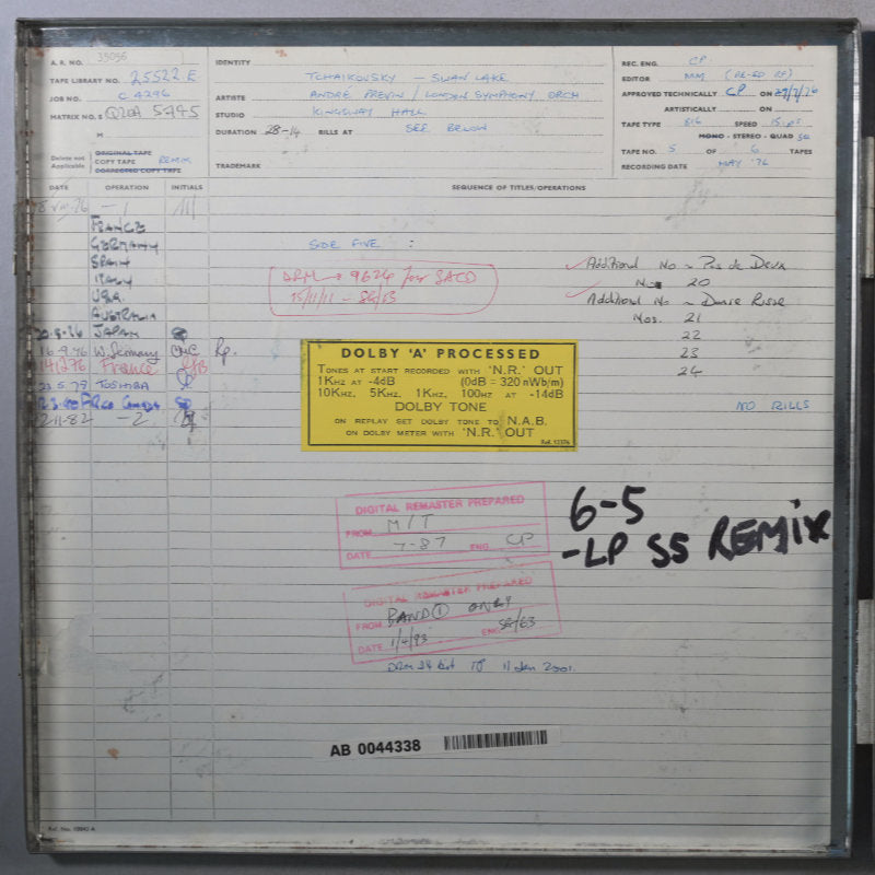 Tchaikovsky Swan Lake Original Master Tape 5