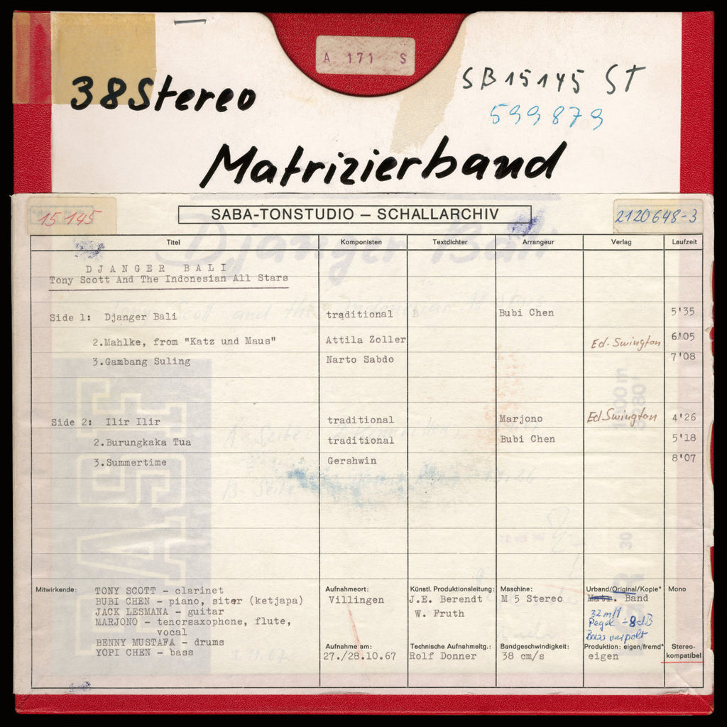 Tony Scott and the Indonesian All Stars Djanger Bali Original Master Tape